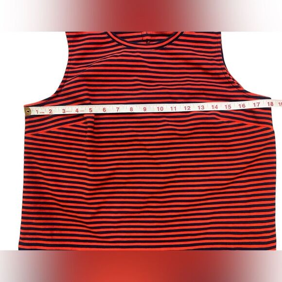 J. Crew Factory Red and Blue Striped Ruffle Hem Tank Top - Picture 2 of 8